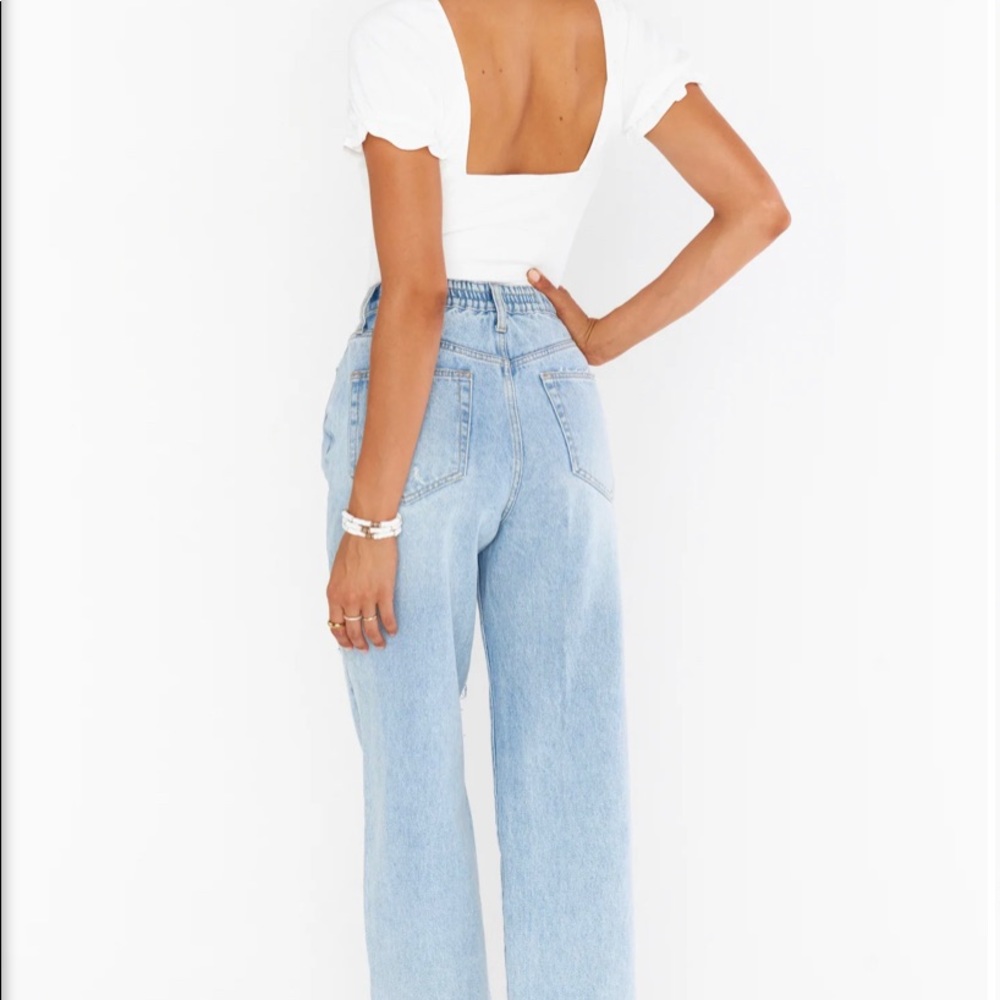 Show me your Mumu Sedona straight jeans in blue haze size 27
